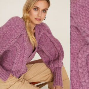NWT! SEA Gaida Braided Wool Cardigan Rose Size Large
